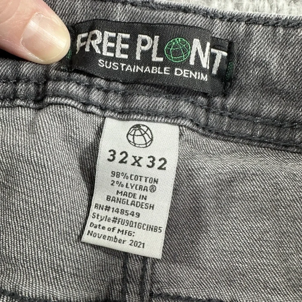 Free‎ Planet Jeans Mens 32x32 (30x30) Gray Wash Sustainable Denim Straight Leg